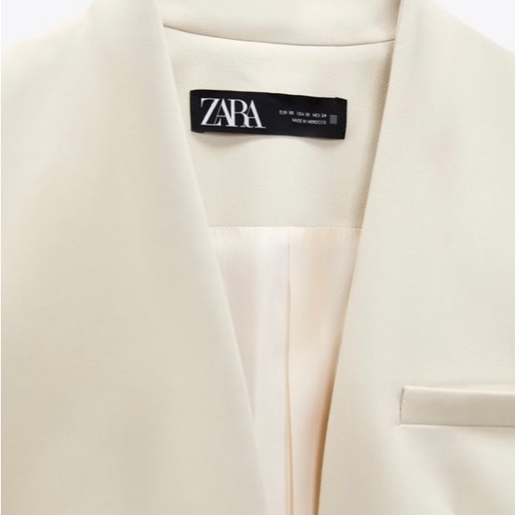 Zara Ecru Colored Inverted Lapel Blazer. NWT. Size Medium. - Picture 13 of 16